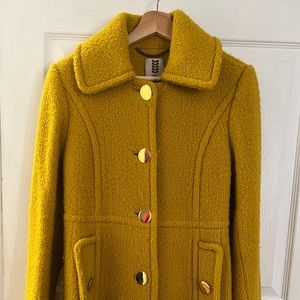 Long textured wool coat Orla Kiely mustard